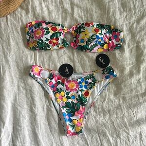 lulus Floral Bandeau Bikini Set medium